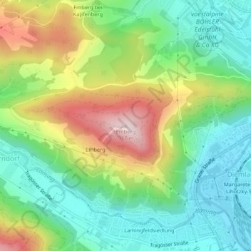 Topografische Karte Emberg, Höhe, Relief