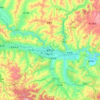 Topografische Karte 麦积区, Höhe, Relief