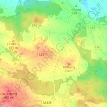 Topografische Karte Weißenalbern, Höhe, Relief