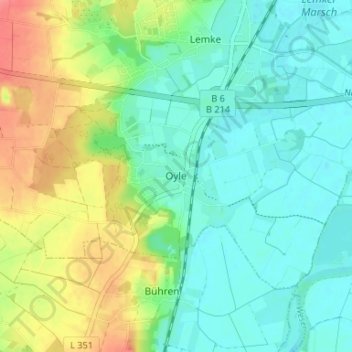 Topografische Karte Oyle, Höhe, Relief