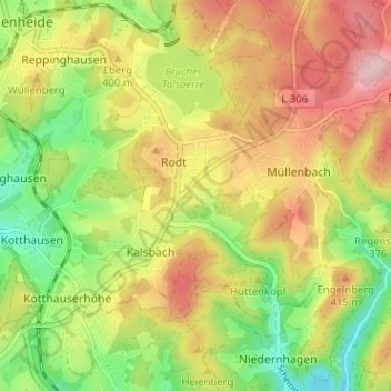 Topografische Karte Schemmen, Höhe, Relief