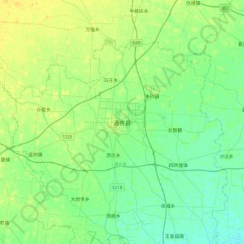 Topografische Karte 通许县, Höhe, Relief