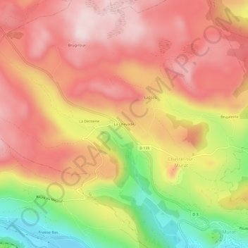 Topografische Karte La Chevade, Höhe, Relief