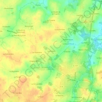 Topografische Karte La Pinière, Höhe, Relief