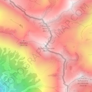 Topografische Karte Pizzo Banderuola, Höhe, Relief