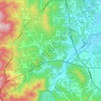 Topografische Karte 성산면, Höhe, Relief