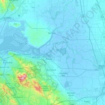Topografische Karte Jersey Island, Höhe, Relief
