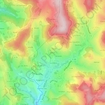 Topografische Karte Balard, Höhe, Relief