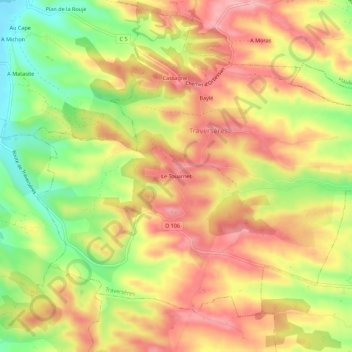 Topografische Karte Le Touarnet, Höhe, Relief
