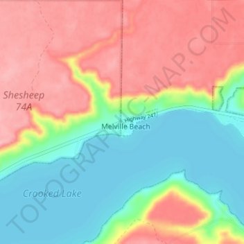Topografische Karte Melville Beach, Höhe, Relief