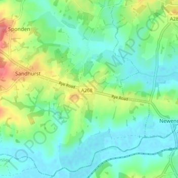 Topografische Karte Linkhill, Höhe, Relief
