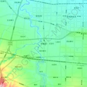 Topografische Karte 乔楼镇, Höhe, Relief