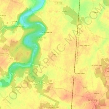 Topografische Karte Fleix, Höhe, Relief