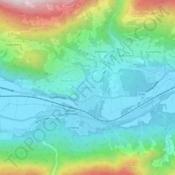 Topografische Karte Dellach, Höhe, Relief