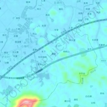 Topografische Karte 潮龙, Höhe, Relief