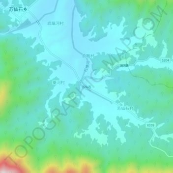 Topografische Karte 苏仙石, Höhe, Relief