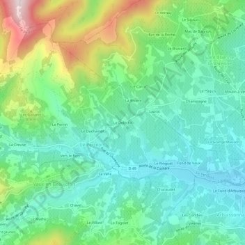 Topografische Karte Le Delèche, Höhe, Relief