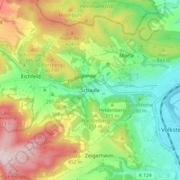 Topografische Karte Schaala, Höhe, Relief