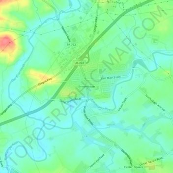 Topografische Karte Brownstown, Höhe, Relief
