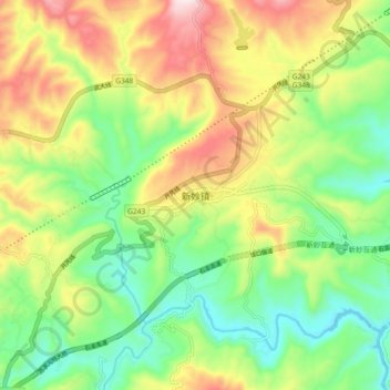 Topografische Karte 新妙镇, Höhe, Relief