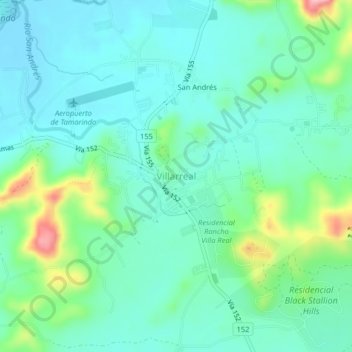 Topografische Karte Villarreal, Höhe, Relief