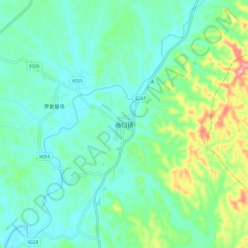 Topografische Karte 路口镇, Höhe, Relief