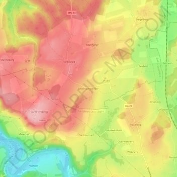 Topografische Karte Gmeinschwenden, Höhe, Relief