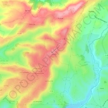 Topografische Karte Leyritz, Höhe, Relief
