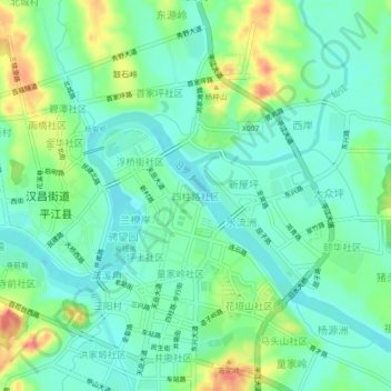 Topografische Karte 四柱路社区, Höhe, Relief