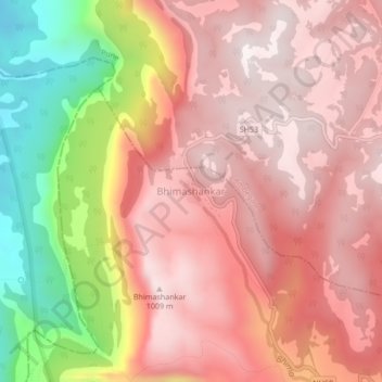 Topografische Karte Bhimashankar, Höhe, Relief