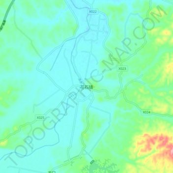 Topografische Karte 花石镇, Höhe, Relief