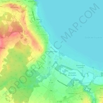 Topografische Karte Excenevex-Plage, Höhe, Relief