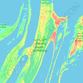 Topografische Karte Flaherty Island, Höhe, Relief
