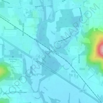 Topografische Karte Brownsboro, Höhe, Relief