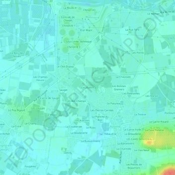 Topografische Karte Les Buttes, Höhe, Relief