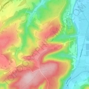 Topografische Karte Lucelans, Höhe, Relief