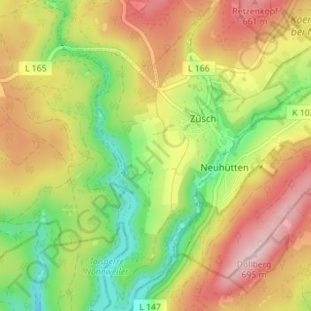 Topografische Karte Hochwaldhof, Höhe, Relief