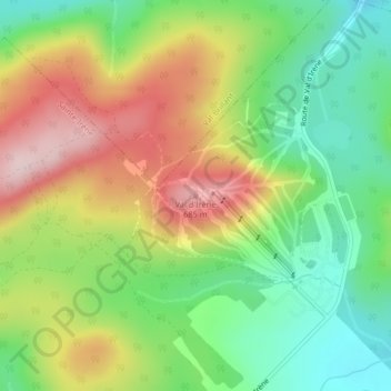 Topografische Karte Val d'Irène, Höhe, Relief