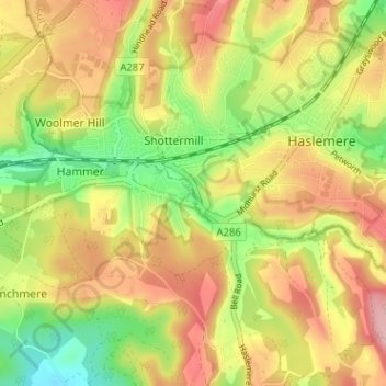 Topografische Karte Camelsdale, Höhe, Relief