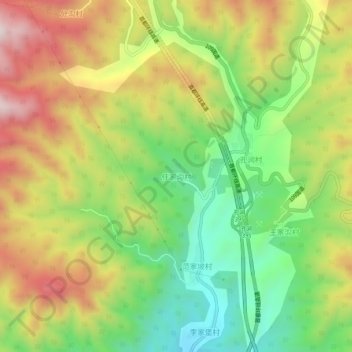 Topografische Karte 任家沟村, Höhe, Relief