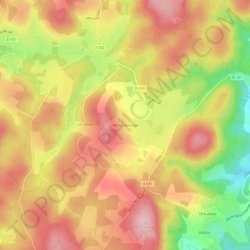 Topografische Karte Montsermage, Höhe, Relief