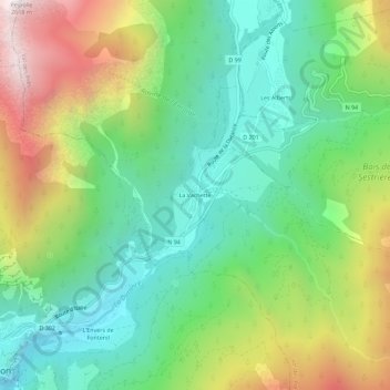 Topografische Karte La Vachette, Höhe, Relief