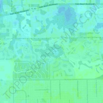 Topografische Karte River Hall, Höhe, Relief