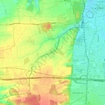 Topografische Karte Nadelbach, Höhe, Relief