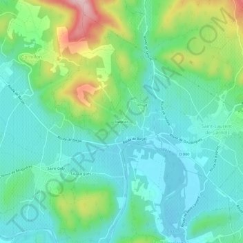 Topografische Karte Ivagnas, Höhe, Relief