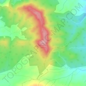 Topografische Karte Enxames, Höhe, Relief