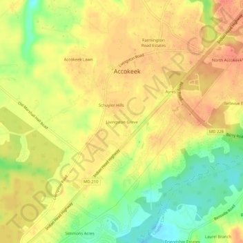 Topografische Karte Livingston Grove, Höhe, Relief