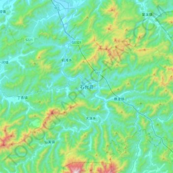 Topografische Karte 石台县, Höhe, Relief