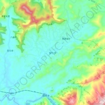 Topografische Karte 安仁乡, Höhe, Relief