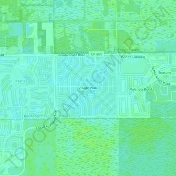 Topografische Karte Village Walk, Höhe, Relief